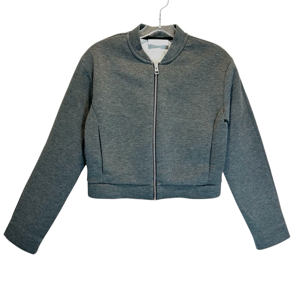 Everlane Women’s Heather Gray Street Fleece  Cropped Bomber Jacket - Small - Picture 4 of 10